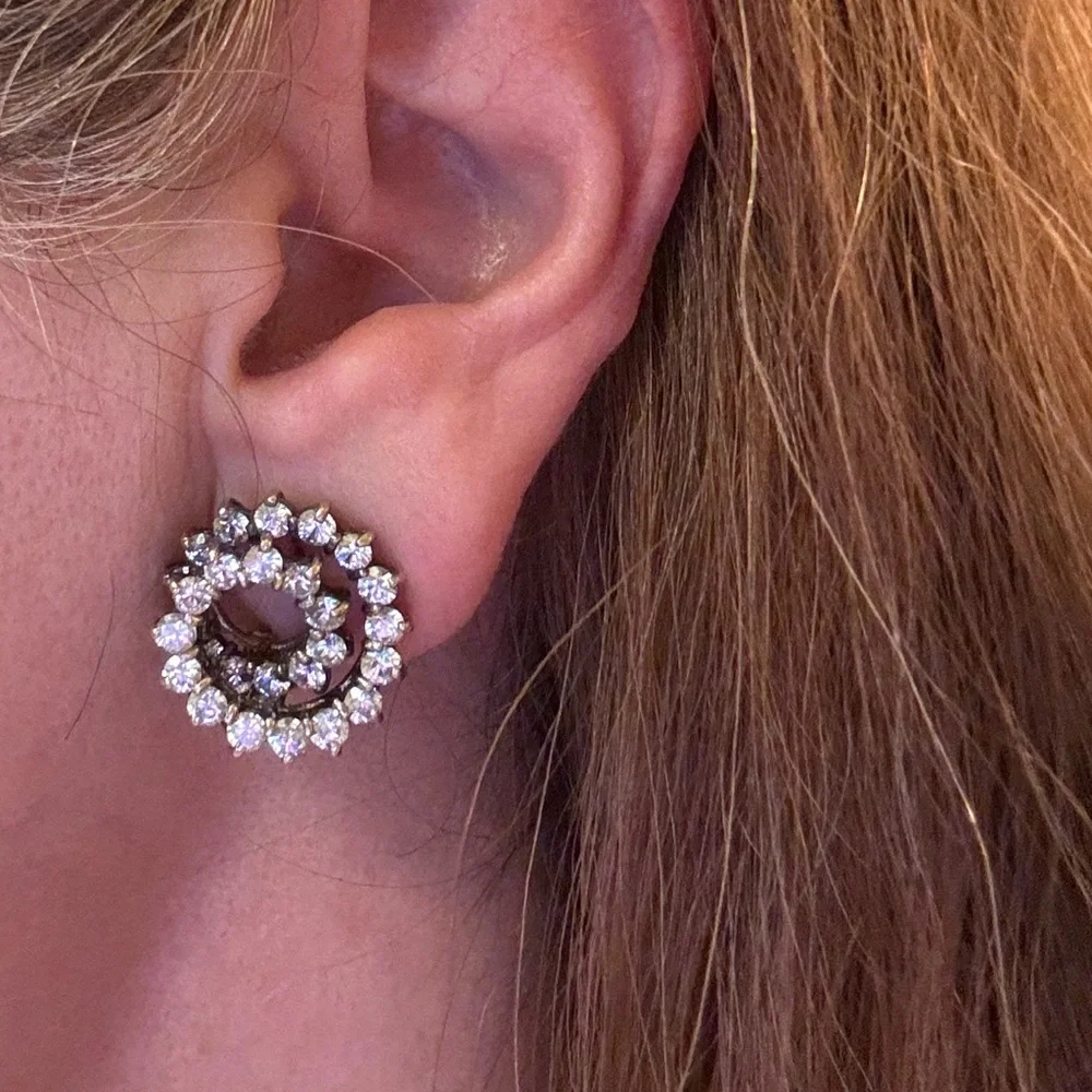 Vintage silver and Crystal beautiful earings